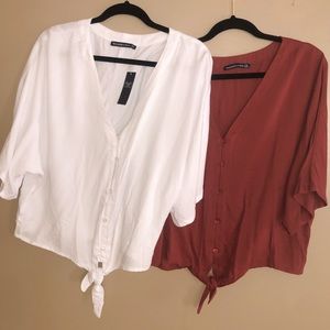 2 NWT Abercrombie & Fitch tie front Vneck tips, XL